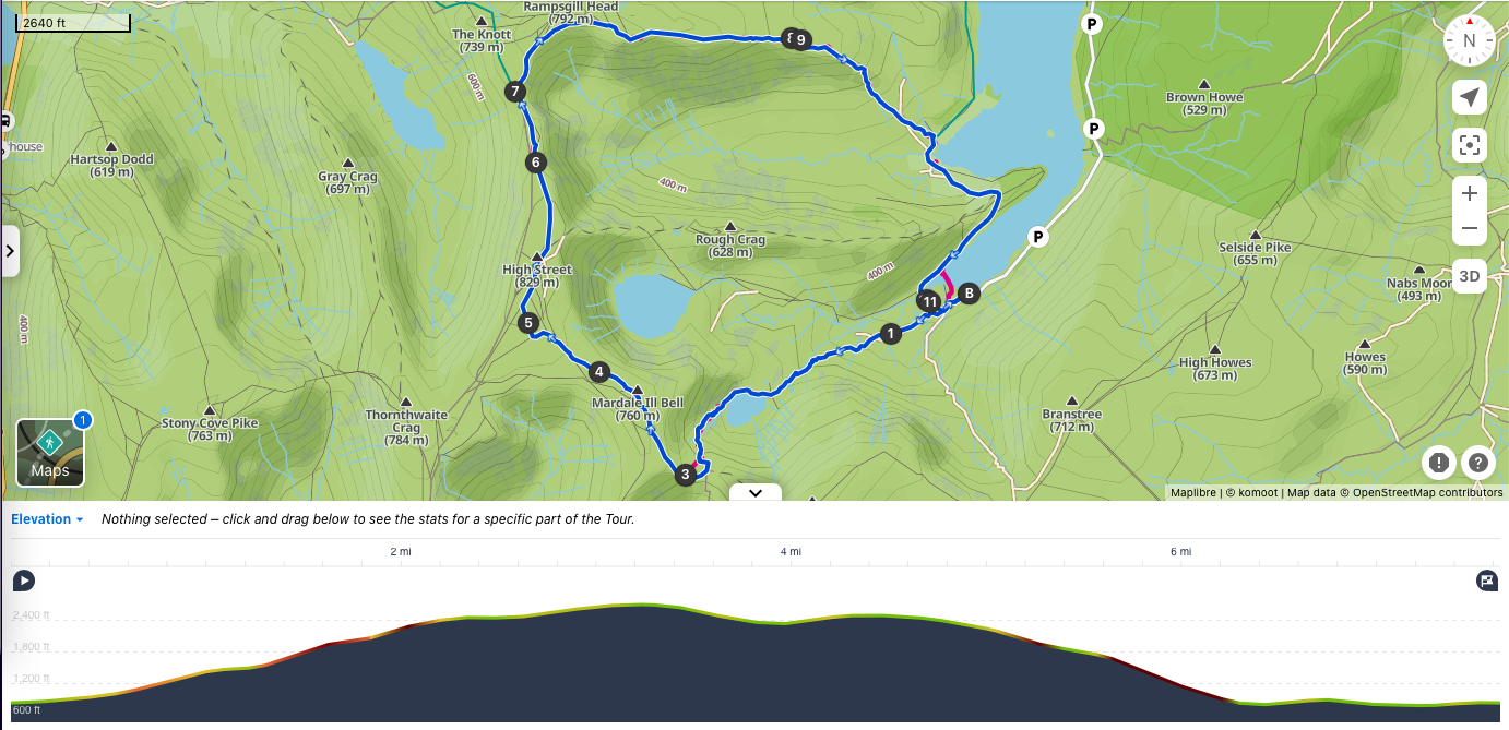 View on the way to High Street. Looking at Small Water and Hawswater. This route takes in 3 Wainwrights: Mardale Ill bell, High Street and Kidsty Pike. Can easy extend to include The Knott and Rampsgill Head