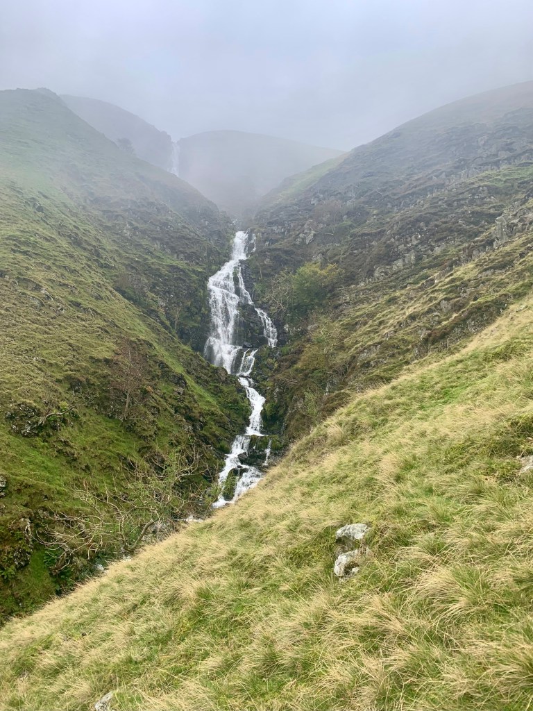 This 10 miles hike takes in the Calf (highest point in the Howgill Fells) and Cautley Spout (The highest waterfall in England). The Howgills are in Cumbria, but they are part of the Yorkshire Dale National Park.
The calf is not part of the 214 Wainwright but Alfred Wainwright enjoyed this route and described it as "The classic high-level walk on the Howgill Fells" 