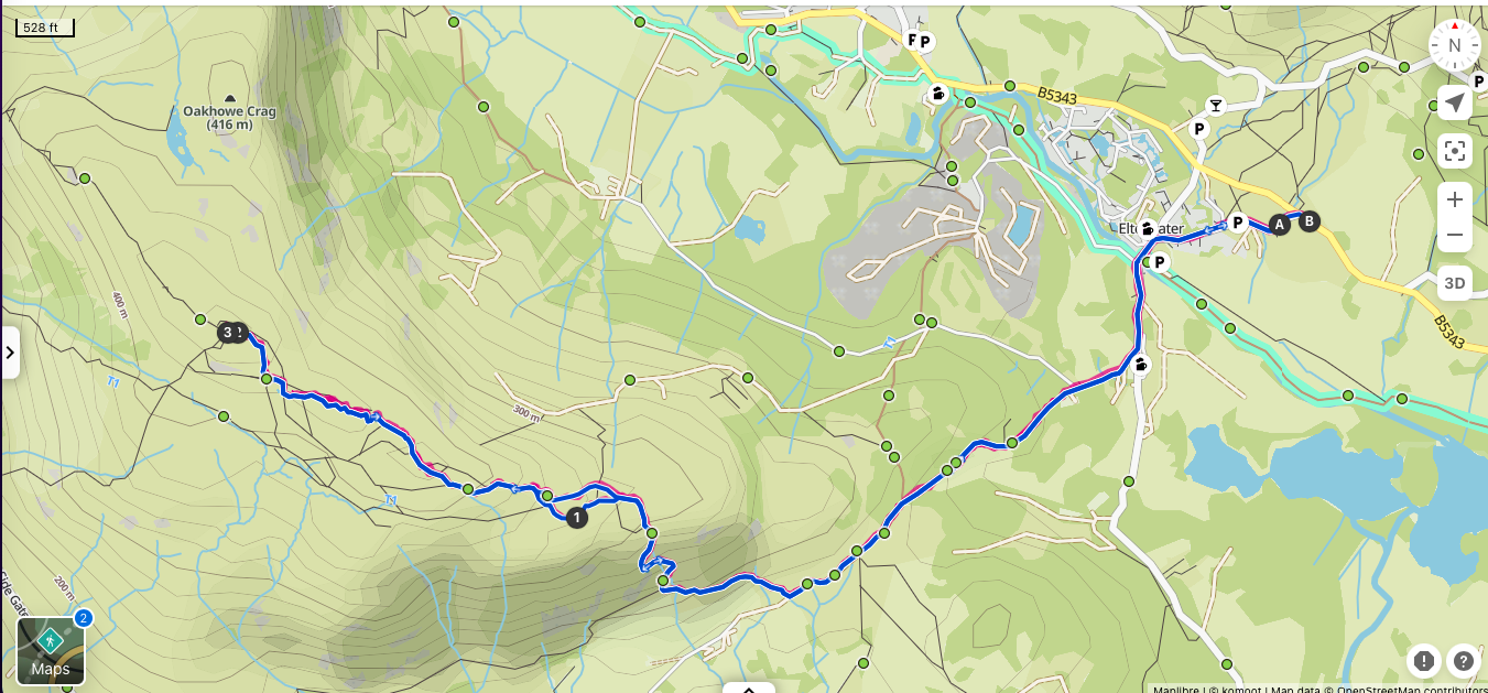 Lingmoor Fell is an isolated fell, and as we were in Elterwater, we did it as a quick up and down.
But you could use another route to include fat-man squeeze and/or Blea Tarn.
It doesn't require any technical skills but as there are an array of paths at the start, do not forget your map or GPS. The actual summit is also known as Brown Howe.