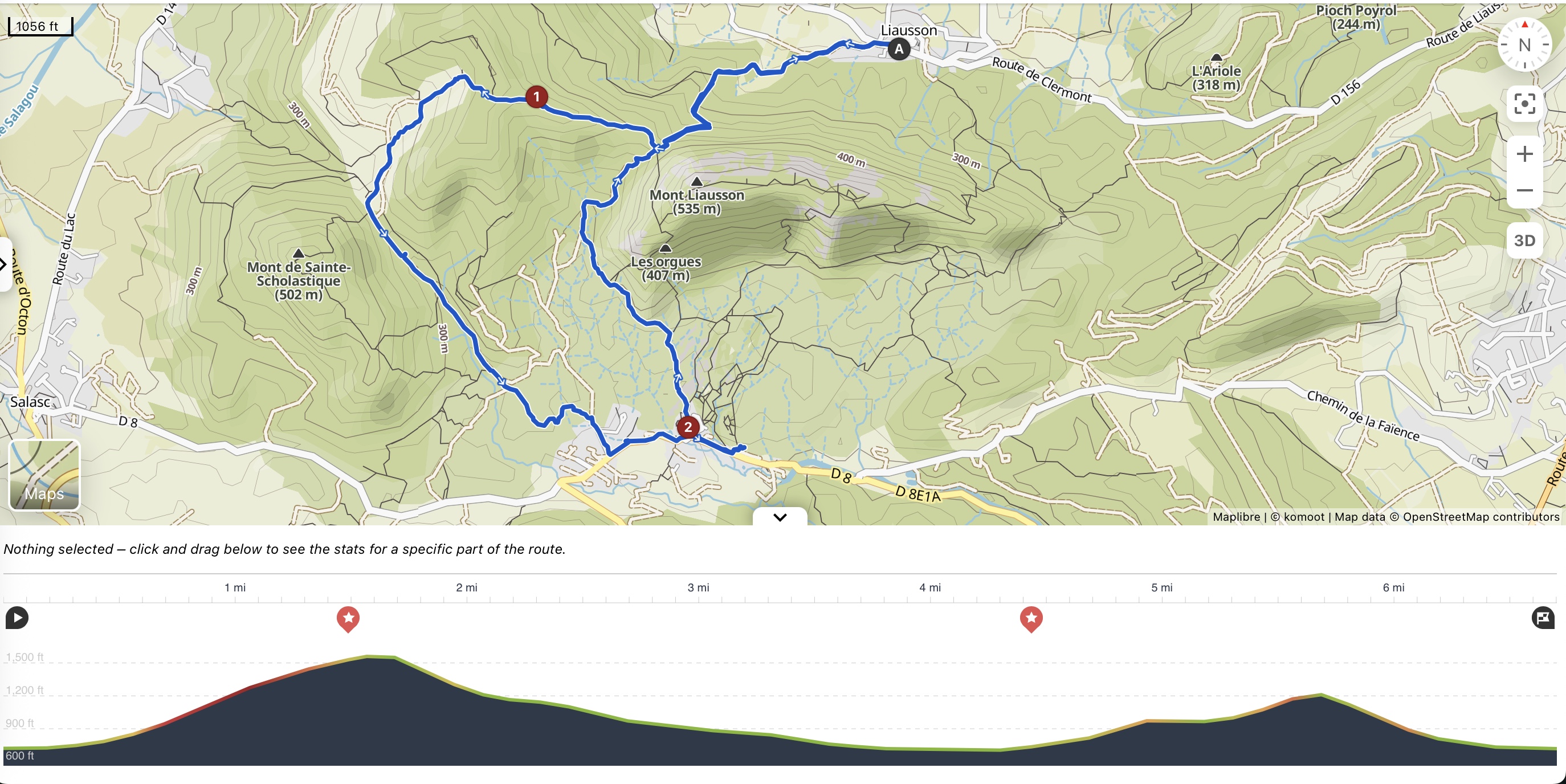 This photograph shows the GPX route. Do not hesitate to contact me for the full route on GPX file, or as a link on Komoot or AllTrails