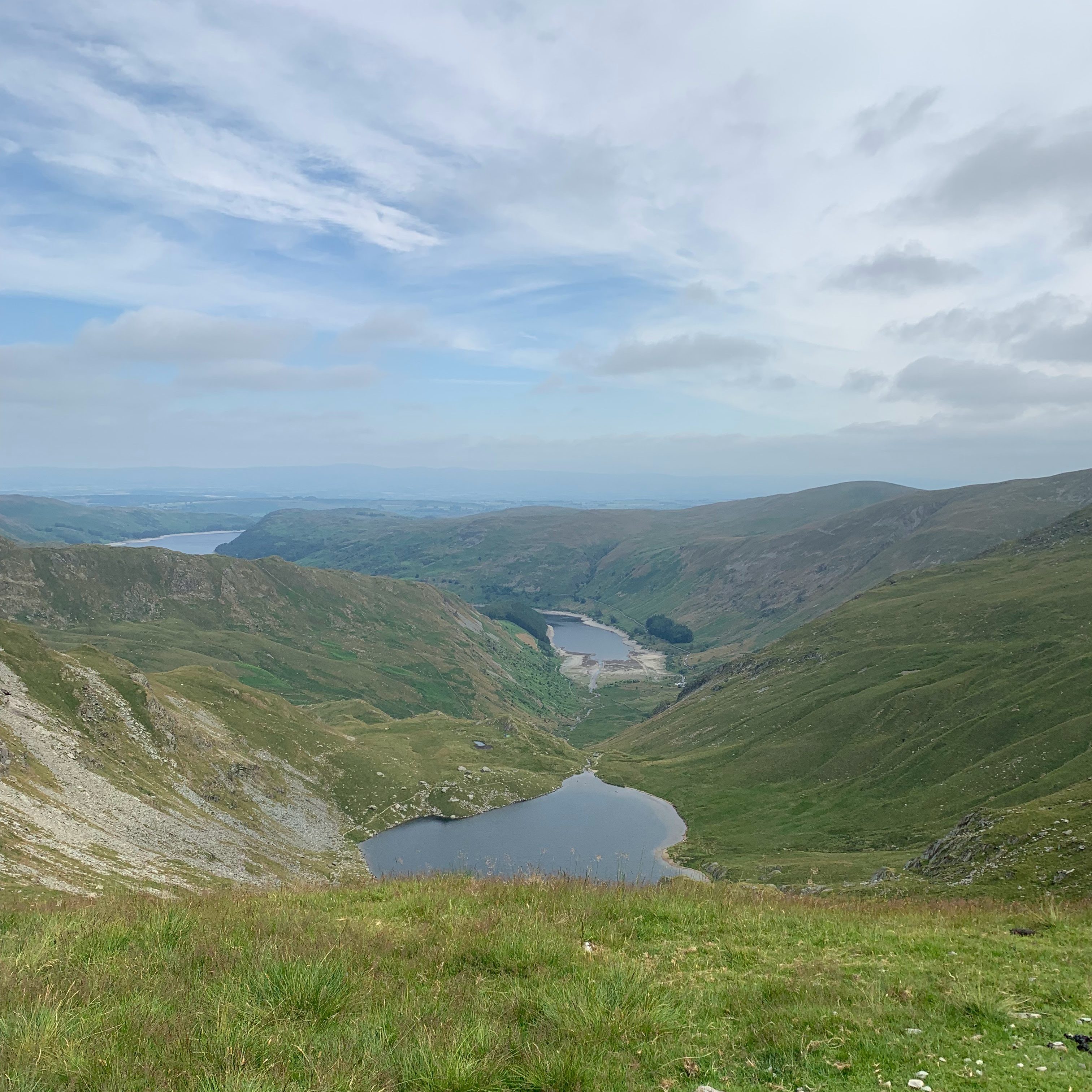 View on the way to High Street. Looking at Small Water and Hawswater. This route takes in 3 Wainwrights: Mardale Ill bell, High Street and Kidsty Pike. Can easy extend to include The Knott and Rampsgill Head